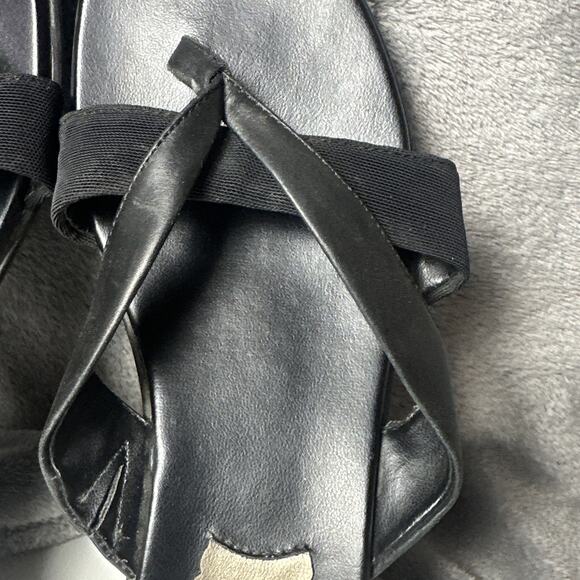 Bass Women's Heather Thong Sandals Black Leather Wedge Flip Flop Boho City Y2K 9 - Picture 12 of 16